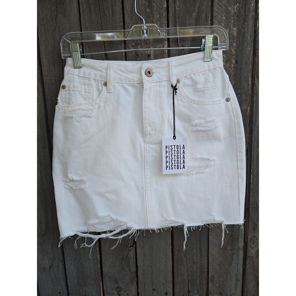 Pistola Sierra High Rise Pencil Slice Breaker White Mini-Skirt Size 26
